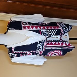 MIZ CALIFORNIA VINTAGE BLOUSE TOP SHIRT L LARGE SHOULDER PADS SHORT SLEEVE RETRO